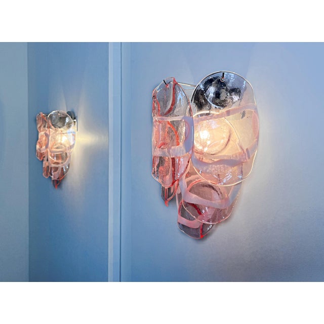 Vintage Italian Murano Wall Lights with Pink Lattimo Glasses, 1990s, Set of 2 For Sale - Image 13 of 14