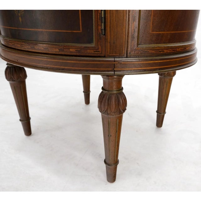 Marble Top Oval One Door Compartment Drawer Adams Style Painted Stand Table For Sale - Image 10 of 13