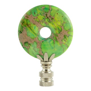 Chartreuse Green Sea Sediment Jasper Stone Lamp Finial For Sale