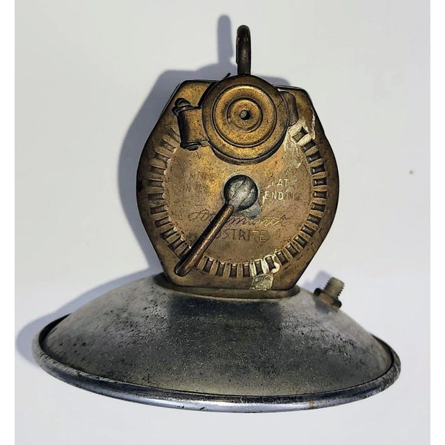 American Carbide Coal Miners Lamp With Coal Oil Can and Tin Funnel by Justrite Areamlined For Sale - Image 3 of 9