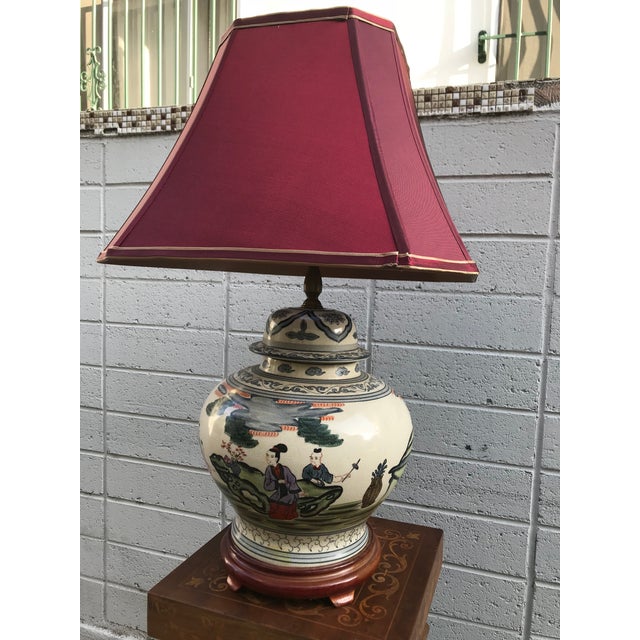 Antique Rare Chinoiserie Hand Painted Ginger Jar Lamp Chairish
