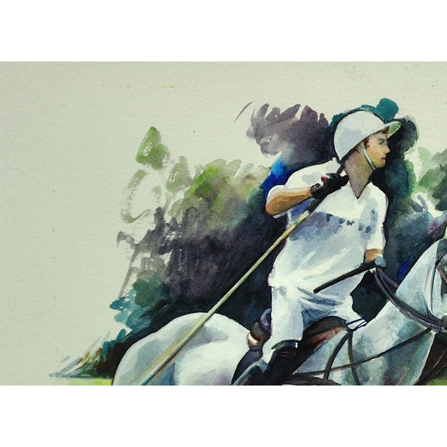 Elin Sian Blake, Polo Match, Cirencester, The First Chukka, Watercolour, Framed For Sale - Image 6 of 18