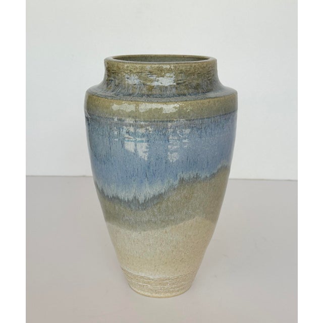 Vintage Glazed Stoneware Vase, Signed Artist For Sale - Image 4 of 7
