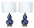 Pair of Cobalt Blue & White Table Lamps Double Gourd Shape For Sale