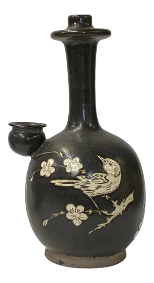 Chinese Ware Brown Black Glaze Ceramic Jar Vase Display Art