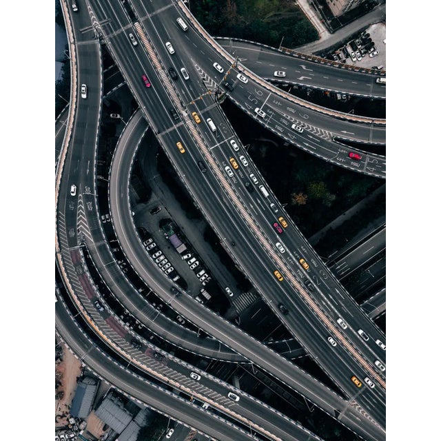 Aerialperspective Images, Top View of Road Intersection and Busy Overpass, Photograph For Sale