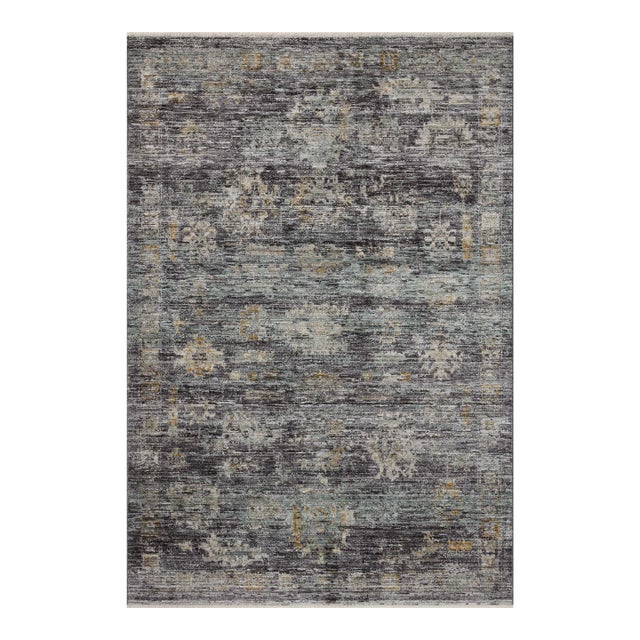 Jean Stoffer x Loloi Katherine Ink / Jade 5'-3" x 7'-9" Area Rug For Sale