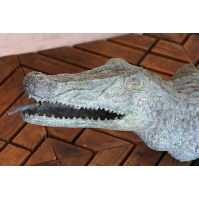 Vintage Bronze Crocodile Garden Fountain Sculpture, Circa 1970s For Sale - Image 13 of 18