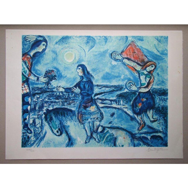 Modern After Marc Chagall, Lovers Over Paris, 1985, Limited Edition Lithograph For Sale - Image 3 of 18