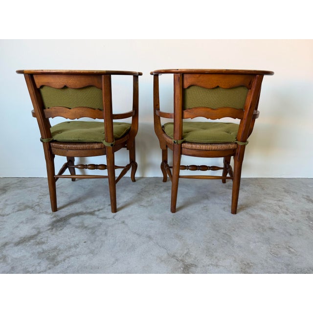 Vintage Organic Arts & Crafts Style Curved Rail Back Accent Chairs – Pair For Sale - Image 4 of 12