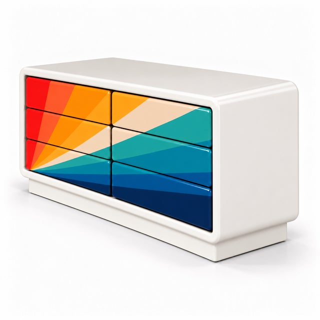 Postmodern-Style Dresser With Custom Prism Finish For Sale - Image 4 of 6