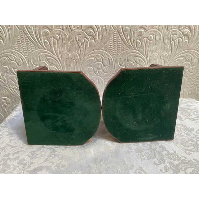 Vintage 1980s Bronze Scottish Castle Couple Golfing Mahogany Bookends - a Pair For Sale - Image 6 of 7