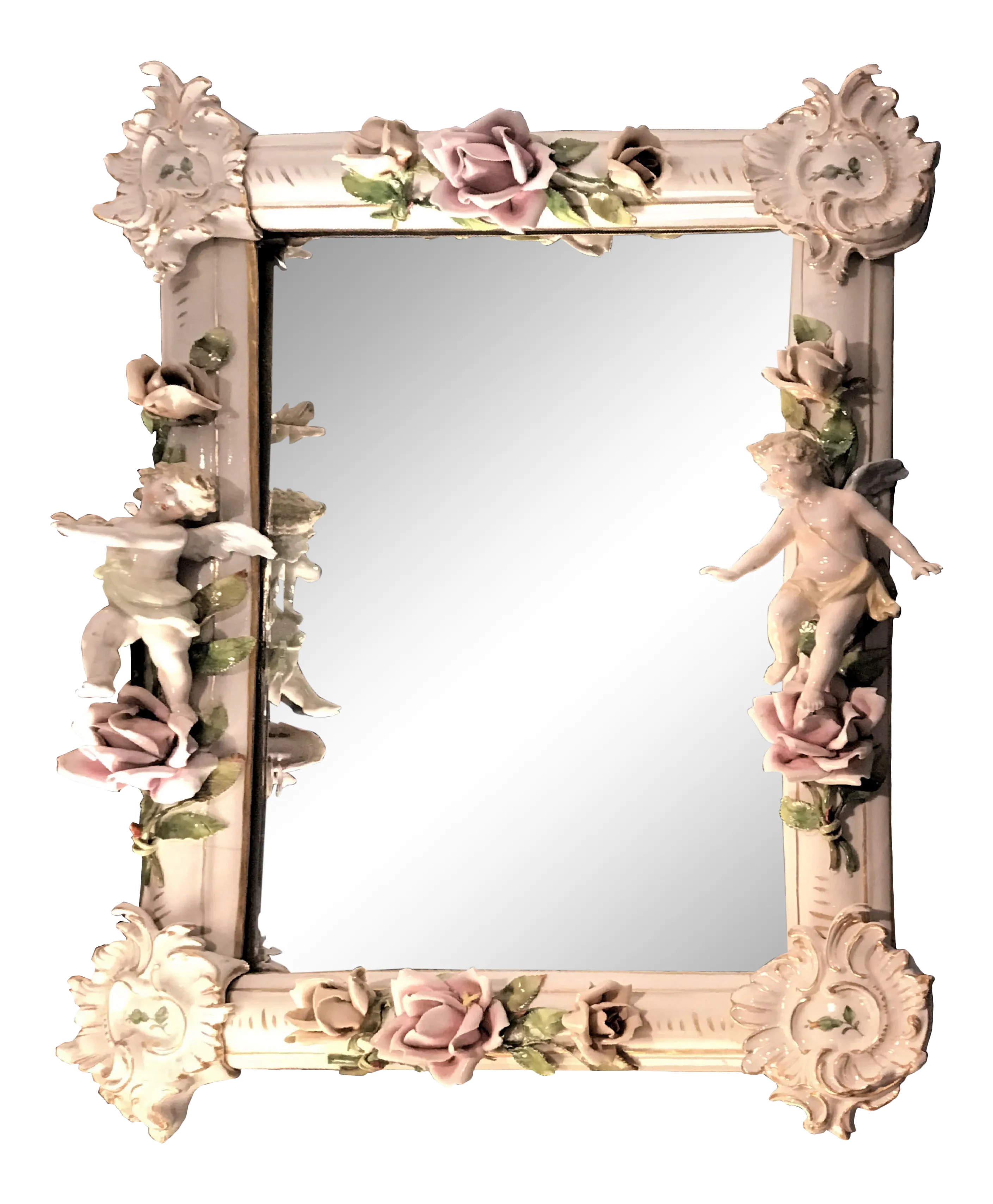 19th Century Meissen Style Lavishly Decorated Porcelain Mirror