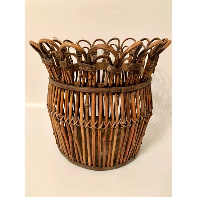 Vintage French Boho Chic Bamboo Planter For Sale - Image 9 of 11