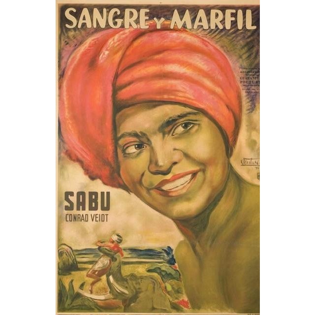 Original 1940 signed film poster of 'Sangre y Marfil' - Original English title of this adventure film was 'Elephant Boy',...