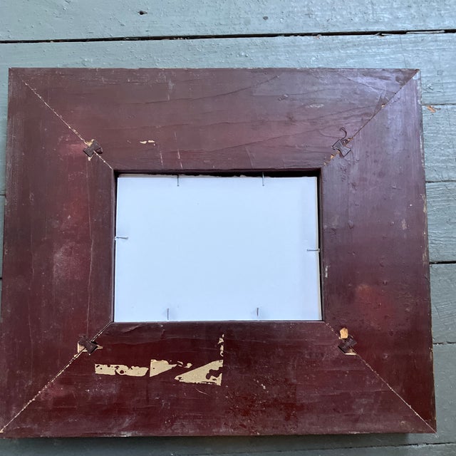 Contemporary Original Abstract Ink Painting Heavy Chunky Distressed Wood Frame For Sale In Philadelphia - Image 6 of 6