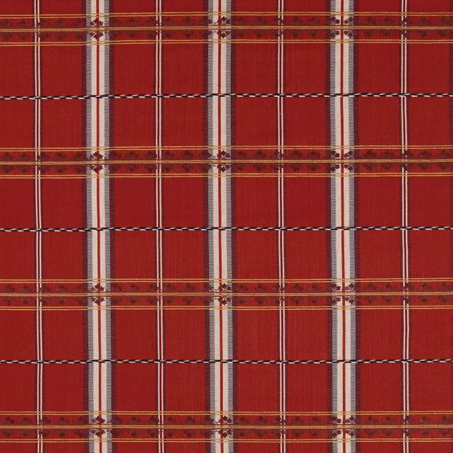 Morris & Co. Hanover Check Fabric in Madder For Sale