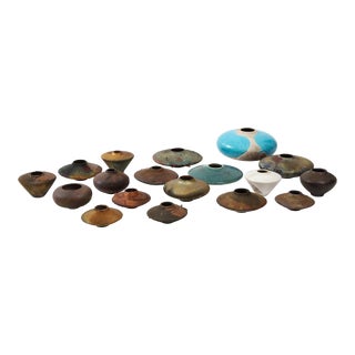 Modernist Raku Pottery Collection - Set of 18 For Sale