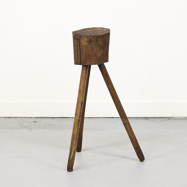 Primitive Wabi Sabi Farmhouse Rustic Chopping Block / Pedestal For Sale - Image 6 of 11