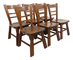 Vintage Brutalist Oak Chairs, 1960s, Set of 6