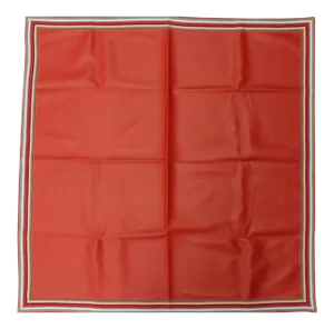 Red Vinyl Table Cover With Multicolor Grosgrain Border