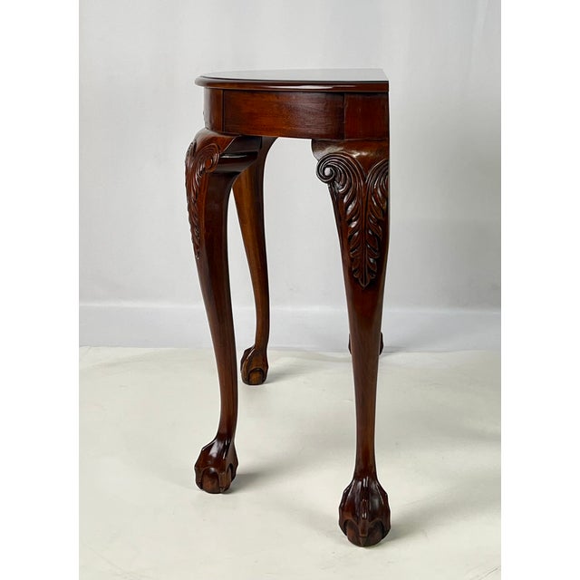 Chippendale Late 20th Century Chippendale Style Carved Cherry Demilune Console Table For Sale - Image 3 of 16