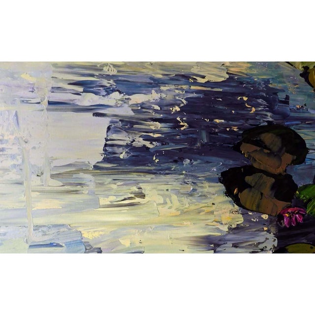 Textile Maya Eventov Original Painting on Canvas Custom Framed Lily Pads For Sale - Image 7 of 13