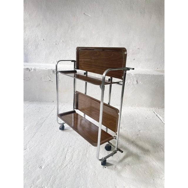 Mid-Century Chrome Folding Serving Trolley, Germany, 1950s For Sale - Image 6 of 10