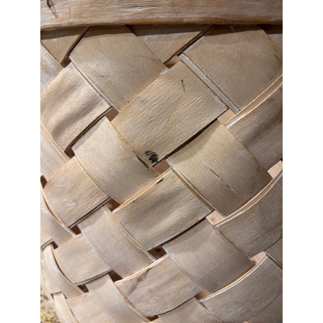 18 Inch Vintage Boho Style Late 1980s Coastal Handwoven Reed Storage Basket – Rounded Square Form For Sale - Image 11 of 14