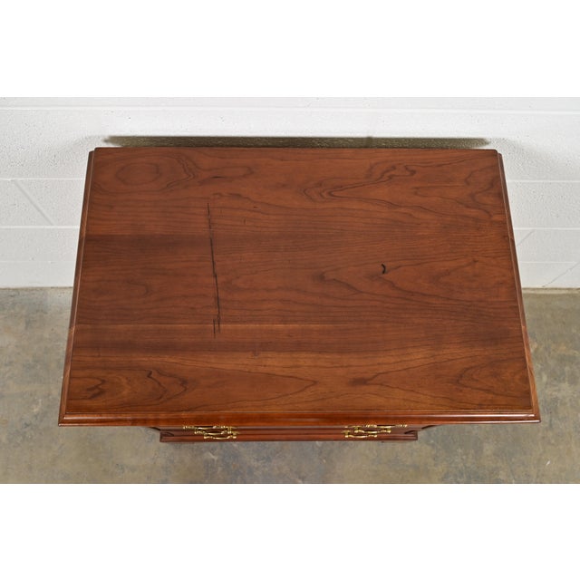 Wood Stickley Georgian Solid Cherry Wood Nightstand or Bachelor Chest For Sale - Image 7 of 10