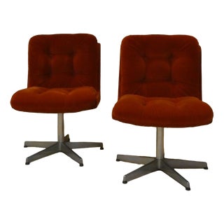 Rust-Colored Velvet Chairs, Italy, 1970s, Set of 2 For Sale