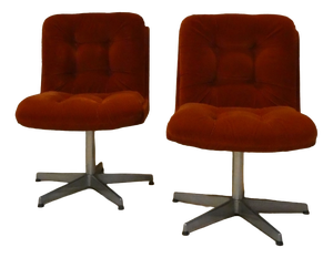 Rust-Colored Velvet Chairs, Italy, 1970s, Set of 2