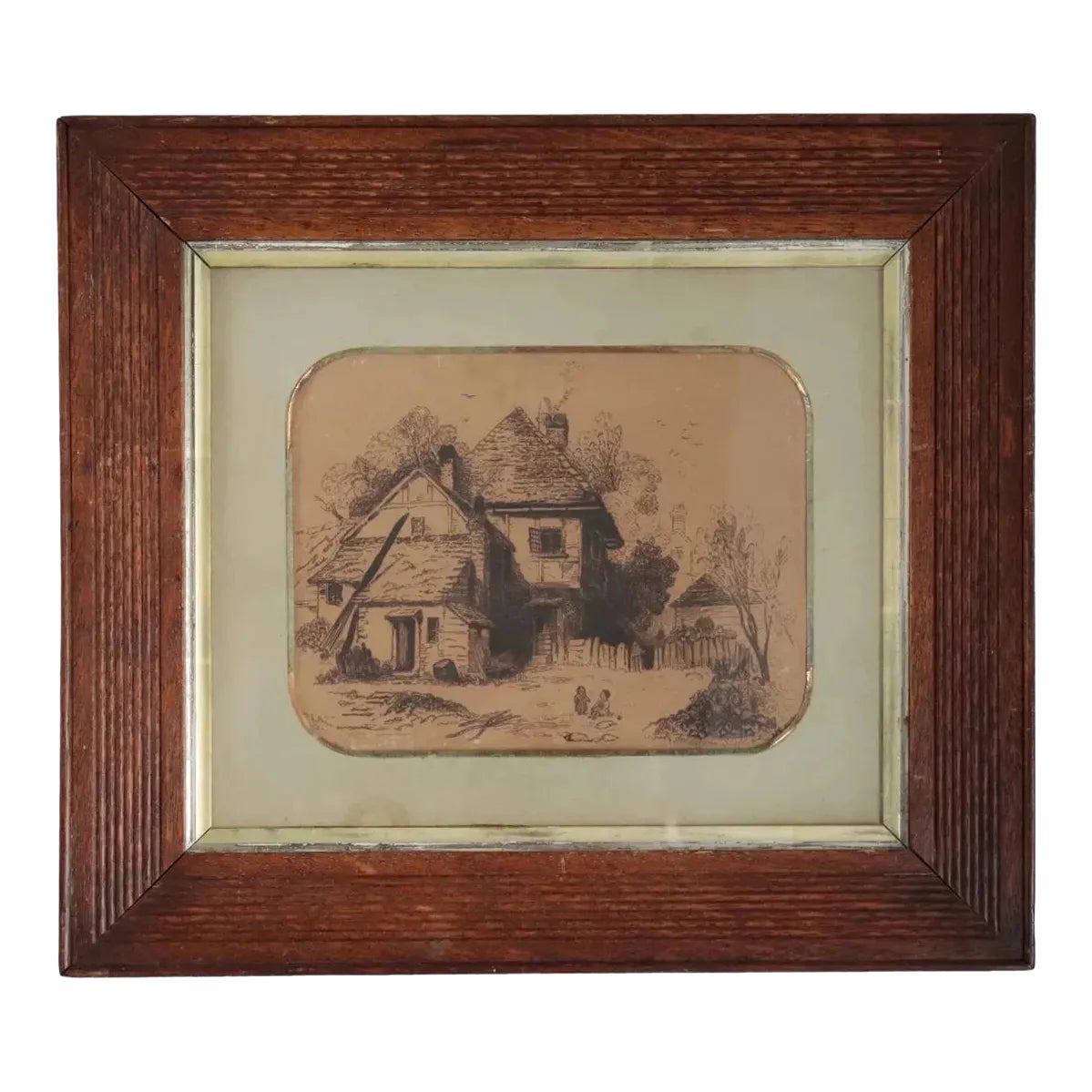 Late 19th Century Small English Victorian Signed Sepia Engraving on ...