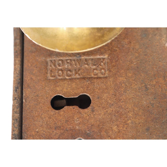 Mid 20th Century Antique Norwalk Solid Brass Door Rim Lock & Knob For Sale - Image 5 of 7