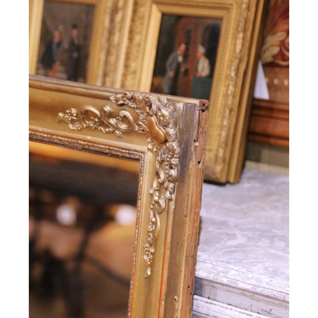 19th Century French Rococo Giltwood Mantel Mirror With Heart Motifs For Sale In Dallas - Image 6 of 10
