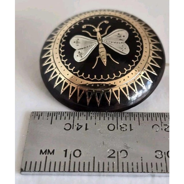Victorian Faux Tortoiseshell Gold and Silver Piqué Butterfly Brooch, 1880 For Sale - Image 13 of 14