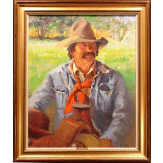 1983 Ray Vinella "The Westerner" Original Oil Painting on Canvas Framed by Taos Six For Sale