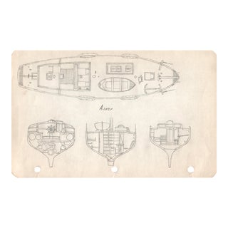 1950s Maine Marine Architectural Drawing on Paper For Sale