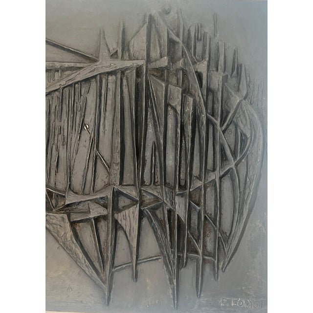 Modernist Cast Iron Fireback "sailboats". Signed F. Loriot. French. Circa 1970 For Sale - Image 10 of 12