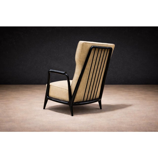 Armchair in Black Hardwood & Chenille, Giuseppe Scapinelli, 1950s - Lot 584 For Sale In New York - Image 6 of 12
