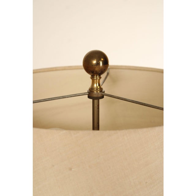 Metal Vintage Brass Floor Lamp With Shade For Sale - Image 7 of 18