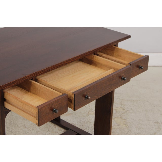 2000 - 2009 Stickley Harvey Ellis Inlaid Arts & Crafts Oak Desk For Sale - Image 5 of 17