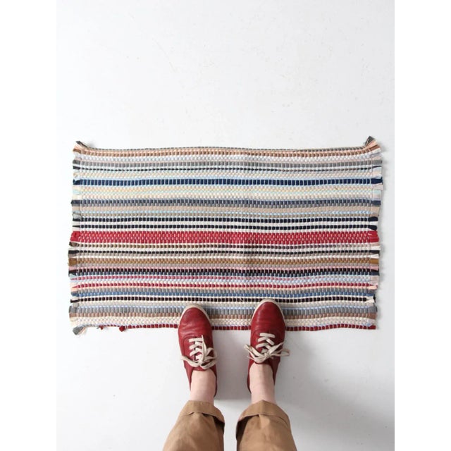 Farmhouse Vintage Striped Rag Rug For Sale - Image 3 of 9