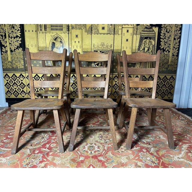 Brown Savoyard Dining Chairs in Oak, Set of 6 For Sale - Image 8 of 8