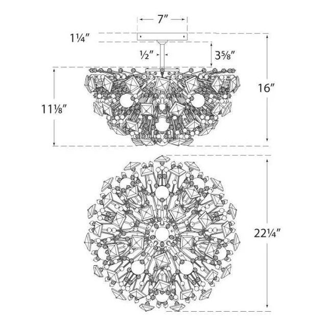 Transitional Kate Spade New York for Visual Comfort Signature Dickinson Medium Semi-Flush in Polished Nickel with Clear Glass & Cream Pearls For Sale - Image 3 of 3
