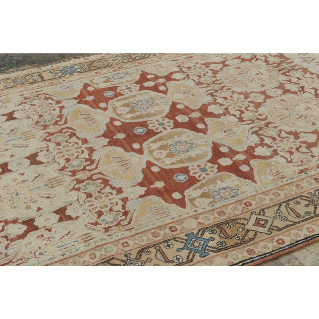Rug & Kilim Antique Persian Sultanabad Rug, Ivory Palmettes on Beige-Gold Field - Rug & Kilim For Sale - Image 4 of 8