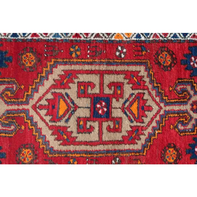 Red 1970s Handmade Vintage Persian Hamadan Rug 3.2' X 6.2' For Sale - Image 8 of 13