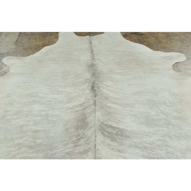 Gray Rug & Kilim’s Contemporary Cowhide Rug With Stripes in Soft White & Gray Tones For Sale - Image 8 of 9