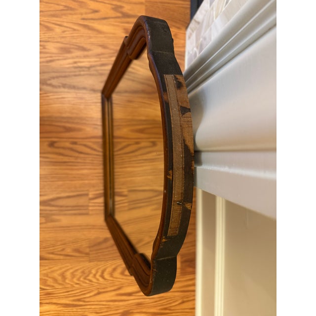 Antique Scalloped Wood French Country Traditional Small Wall Mirror For Sale - Image 11 of 13