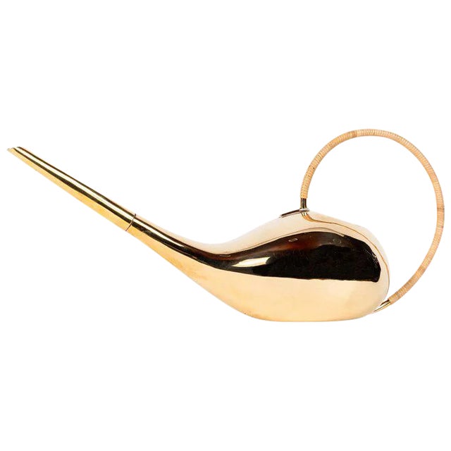 Carl Auböck #3632 Watering Can in Polished Brass and Cane For Sale
